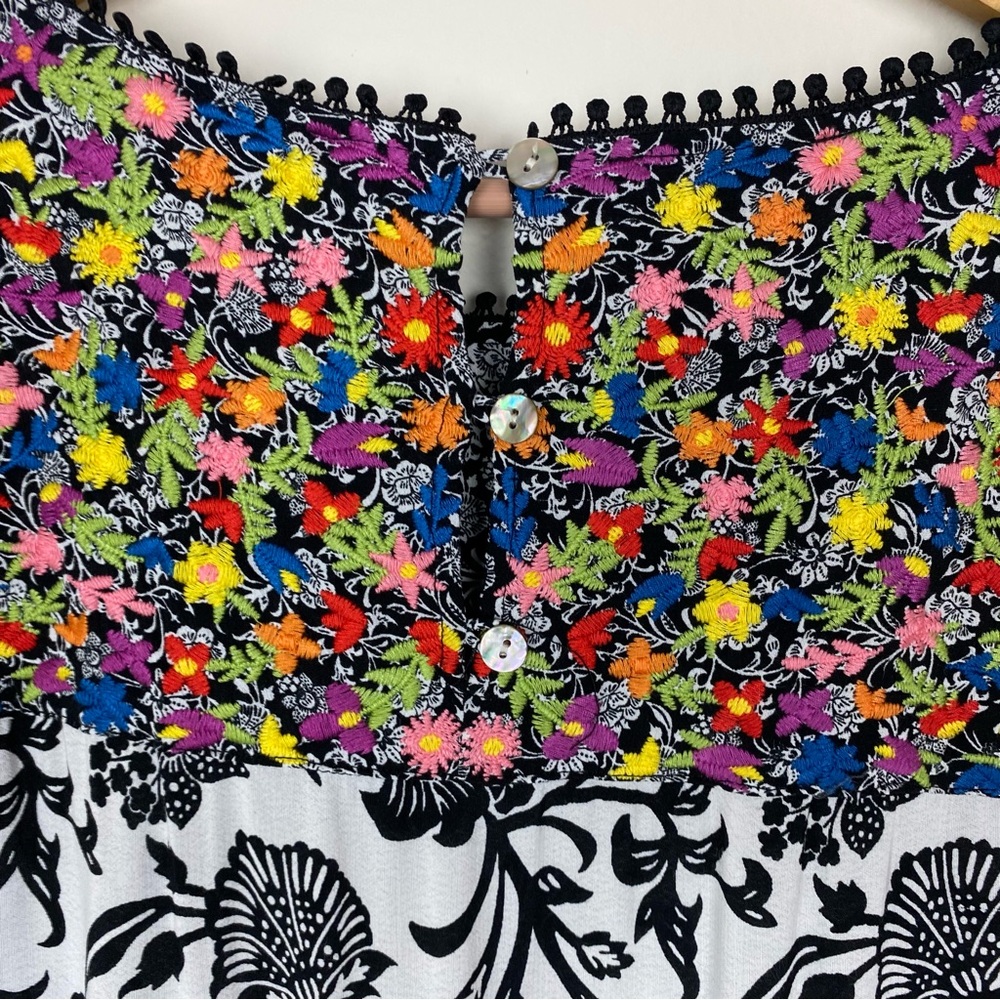 JOHN MARk 🌺 Floral Tiered Embroidered Dress Sz XL - Picture 10 of 14